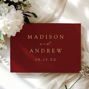 Modern Elegant Script Burgundy Photo Wedding Gastenboek