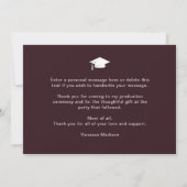 Modern Elegant Script Burgundy Red 3 Foto Afstudee Bedankkaart (Achterkant)