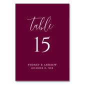 Modern Elegant Script Burgundy Wedding Kaart (Voorkant)