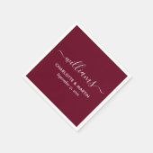 Modern Elegant Script Burgundy Wedding Napkins Servet (Hoek)