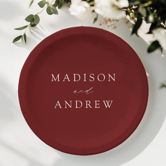 Modern Elegant Script Burgundy Wedding Papieren Bordje