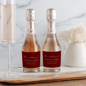 Modern Elegant Script Burgundy Wedding Sparkling Wijnetiket