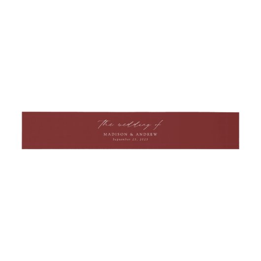 Modern Elegant Script Burgundy Wedding Uitnodigingen Wikkel (Vlak)