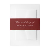 Modern Elegant Script Burgundy Wedding Uitnodigingen Wikkel (Voorkant Voorbeeld)