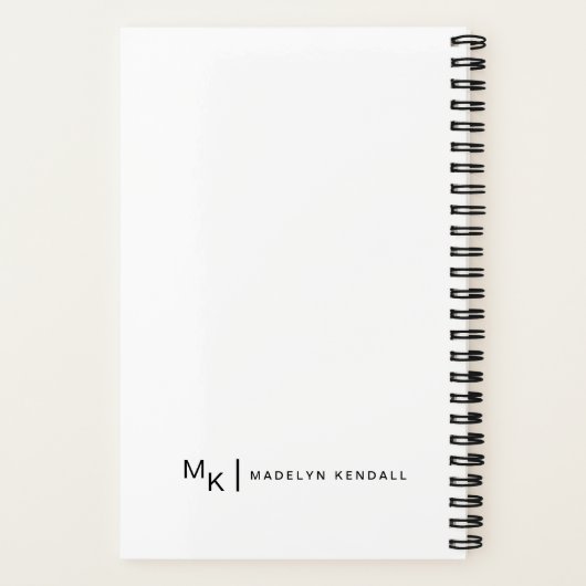 Modern Elegant Script Calligrafie gepersonaliseerd Notitieboek (Achterkant)
