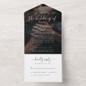 Modern Elegant Script Calligraphy Photo Wedding All In One Uitnodiging (Binnen)