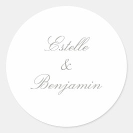 Modern Elegant Script Calligraphy Wedding Ronde Sticker