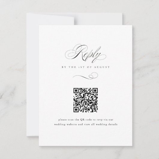 Modern Elegant Script Classic QR Code Bruiloft RSVP Kaartje (Voorkant)