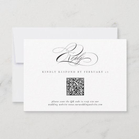 Modern Elegant Script Classic QR Code Wedding RSVP (Voorkant)
