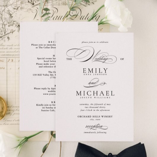 Modern Elegant Script Classic RSVP Wedding Kaart