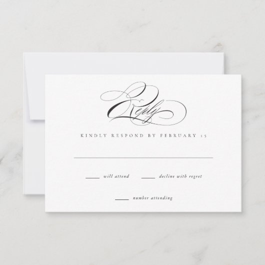 Modern Elegant Script Classic Wedding RSVP Kaart (Voorkant)