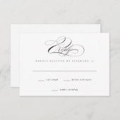 Modern Elegant Script Classic Wedding RSVP Kaart (Voorkant / Achterkant)