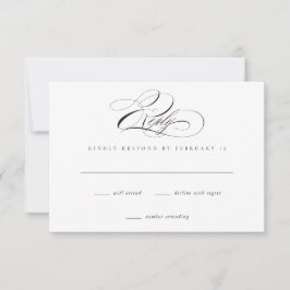 Modern Elegant Script Classic Wedding RSVP Kaart