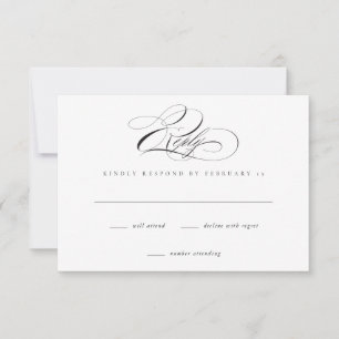 Modern Elegant Script Classic Wedding RSVP Kaart
