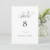 Modern Elegant Script Classic Wedding Table Number (Staand voorkant)