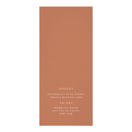 Modern Elegant Script Clay Wedding Menu (Achterkant)