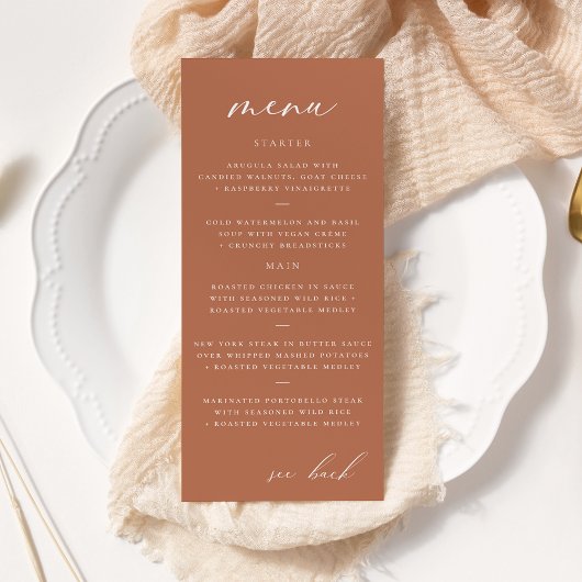 Modern Elegant Script Clay Wedding Menu