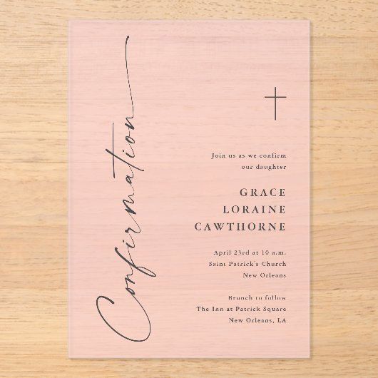 Modern Elegant Script Confirmation Acryl Uitnodigingen (Voorkant)