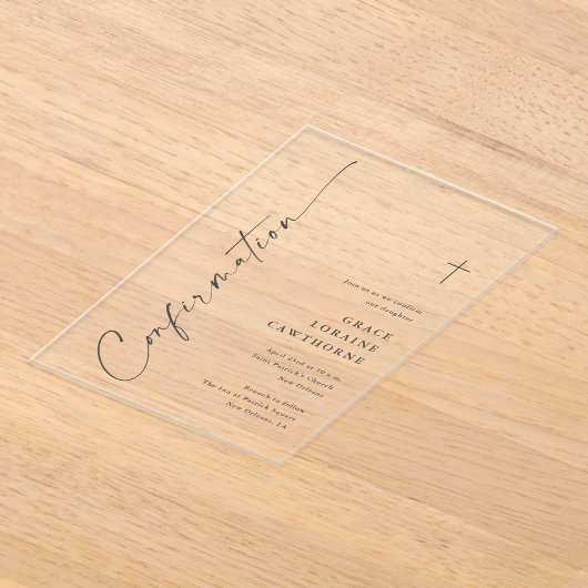 Modern Elegant Script Confirmation Acryl Uitnodigingen (Laagn)