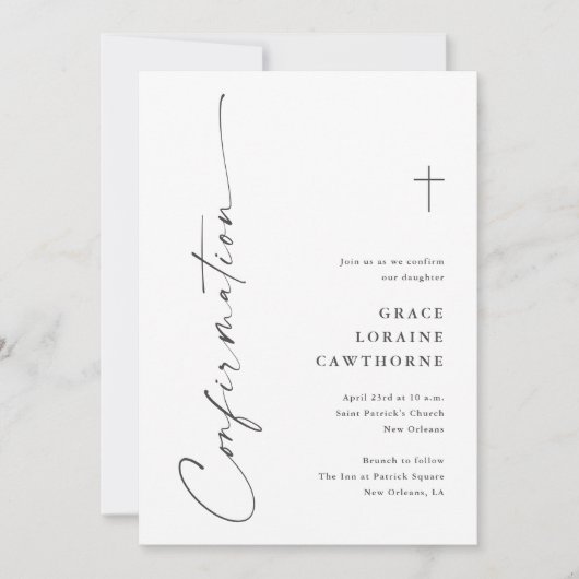 Modern Elegant Script Confirmation Kaart (Voorkant)