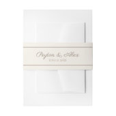 Modern elegant script Cream Brown Wedding Uitnodigingen Wikkel (Voorkant Voorbeeld)