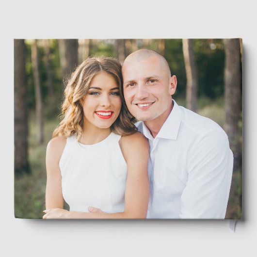 Modern Elegant Script Cream Photo Wedding Gastenboek (Achterkant)