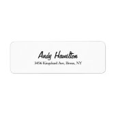 Modern Elegant Script Creative Plain Zwart Wit Etiket (Voorkant)