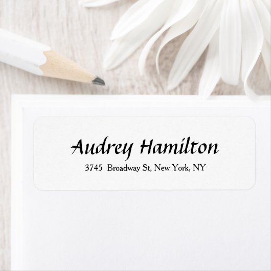 Modern Elegant Script Creative Plain Zwart Wit Etiket (Insitu)