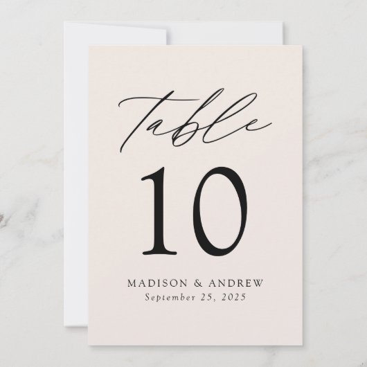 Modern elegant script crème Wedding Table Number (Achterkant)