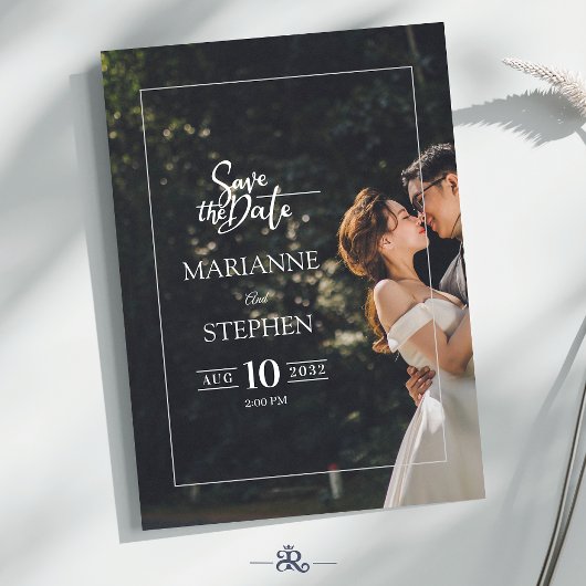 Modern Elegant Script Custom Photo Wedding Kaart