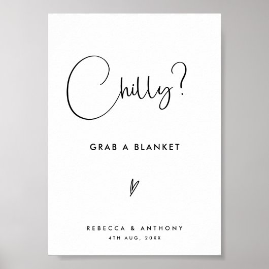 Modern Elegant Script Deken Trouwbord Poster (Voorkant)