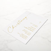 Modern Elegant Script Doopgoud Folie Uitnodiging (Gedraaid)