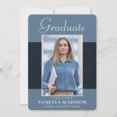 Modern | Elegant Script Dusty Blue 1 Photo Afstude Aankondiging (Voorkant)