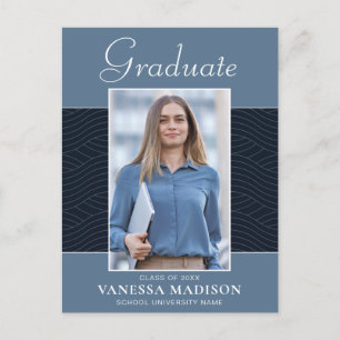 Modern   Elegant Script Dusty Blue 1 Photo Afstude Briefkaart