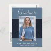 Modern | Elegant Script Dusty Blue 1 Photo Afstude Briefkaart (Voorkant / Achterkant)