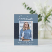 Modern | Elegant Script Dusty Blue 2 Photo Afstude Briefkaart (Staand voorkant)