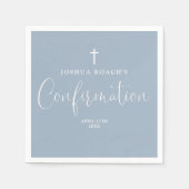 Modern Elegant Script Dusty Blue bevestiging Servet (Voorkant)