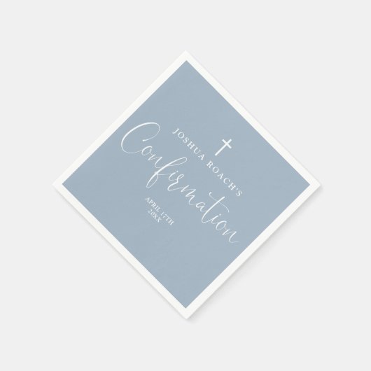 Modern Elegant Script Dusty Blue bevestiging Servet (Hoek)