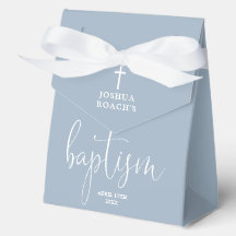 Modern Elegant Script Dusty Blue Doop Favoriet Box