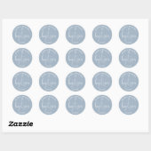 Modern Elegant Script Dusty Blue Doop Ronde Sticker (Vel)