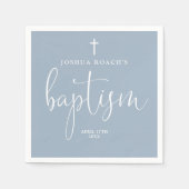 Modern Elegant Script Dusty Blue Doop Servet (Voorkant)