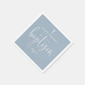 Modern Elegant Script Dusty Blue Doop Servet (Hoek)