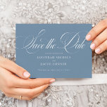 Modern Elegant Script Dusty Blue Save The Date<br><div class="desc">Modern Elegant Script Dusty Blue Save the Date heeft een groot,  vet script en een elegante styling.</div>