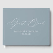 Modern Elegant Script Dusty Blue Wedding Gastenboek (Voorkant)