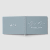 Modern Elegant Script Dusty Blue Wedding Gastenboek (Volledig)
