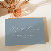 Modern Elegant Script Dusty Blue Wedding Gastenboek