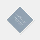 Modern Elegant Script Dusty Blue Wedding Napkins Servet (Hoek)