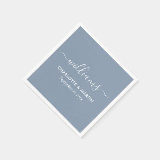 Modern Elegant Script Dusty Blue Wedding Napkins Servet (Hoek)