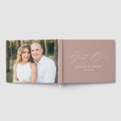 Modern Elegant Script Dusty Roos Photo Wedding Gastenboek (Volledig)