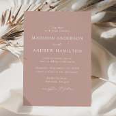 Modern Elegant Script Dusty Roos Wedding Kaart